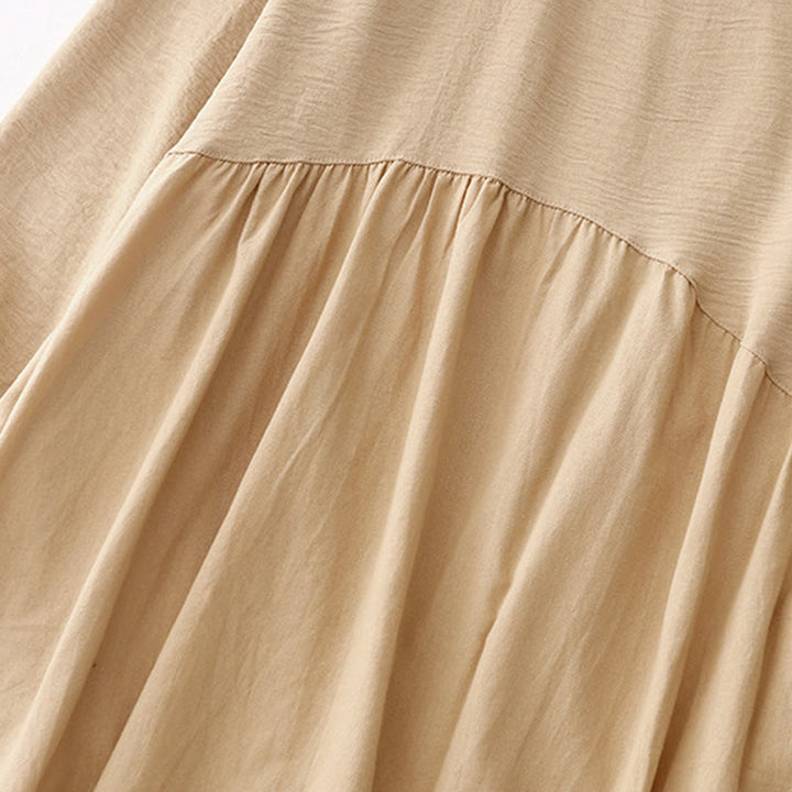 Vestido midi de lino y algodón de manga larga con solapa y bolsillos de Buddha Stones Spring - image 14