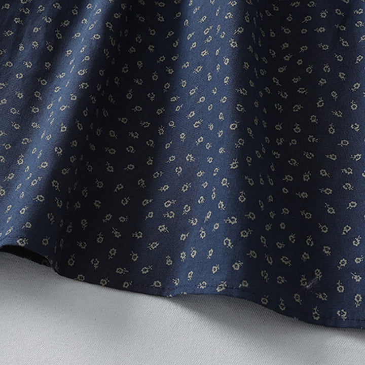 Vestido midi de lino y algodón con estampado floral de Buddha Stones, pliegues tipo acordeón, manga larga y bolsillos - image 5