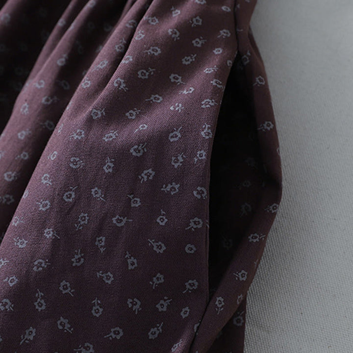 Vestido midi de lino y algodón con estampado floral de Buddha Stones, pliegues tipo acordeón, manga larga y bolsillos - image 13