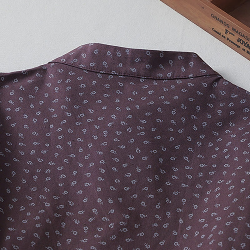 Vestido midi de lino y algodón con estampado floral de Buddha Stones, pliegues tipo acordeón, manga larga y bolsillos - image 9