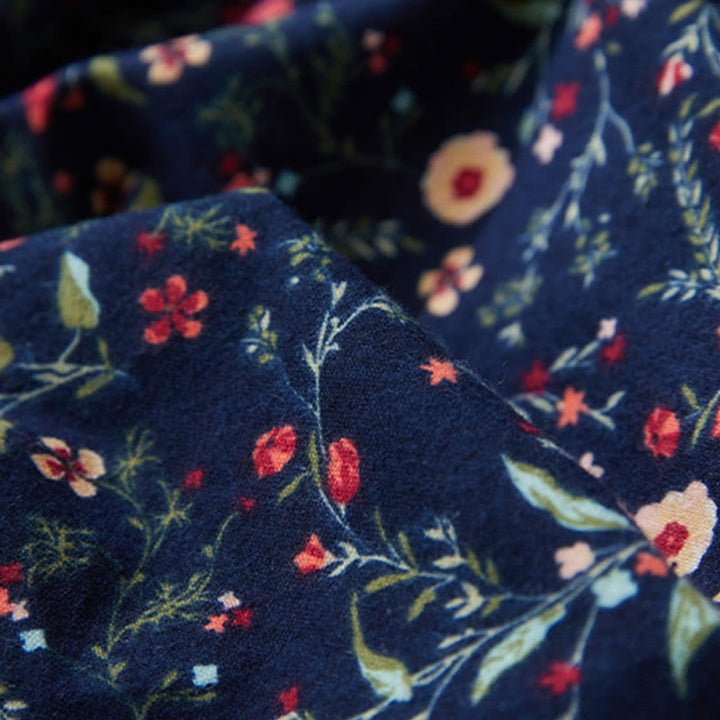 Vestido midi de lino y algodón con manga larga, estampado étnico, floral y con cordones, con Buddha Stones - image 6