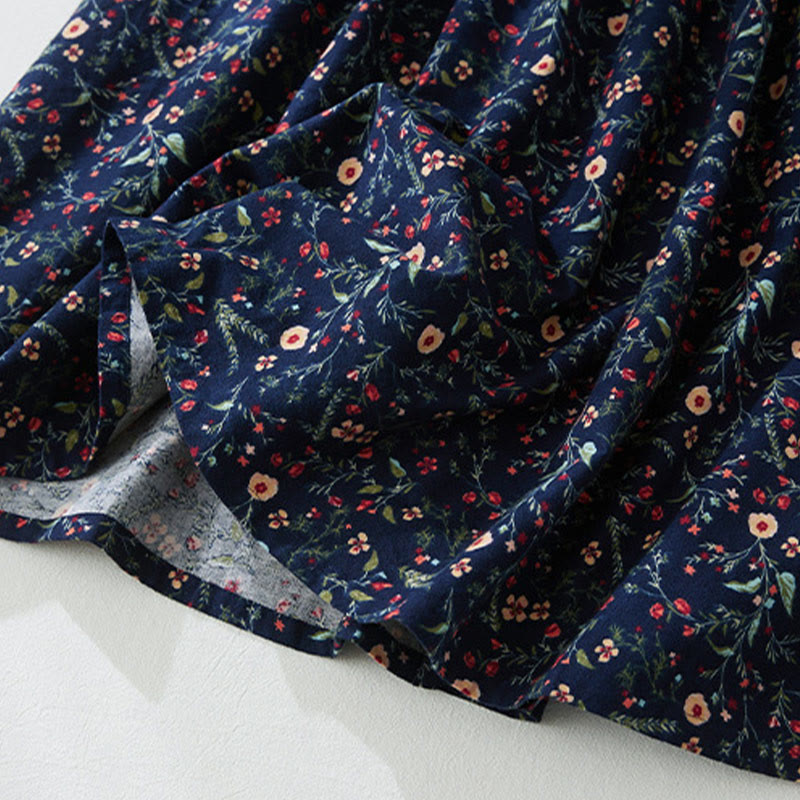 Vestido midi de lino y algodón con manga larga, estampado étnico, floral y con cordones, con Buddha Stones - image 8