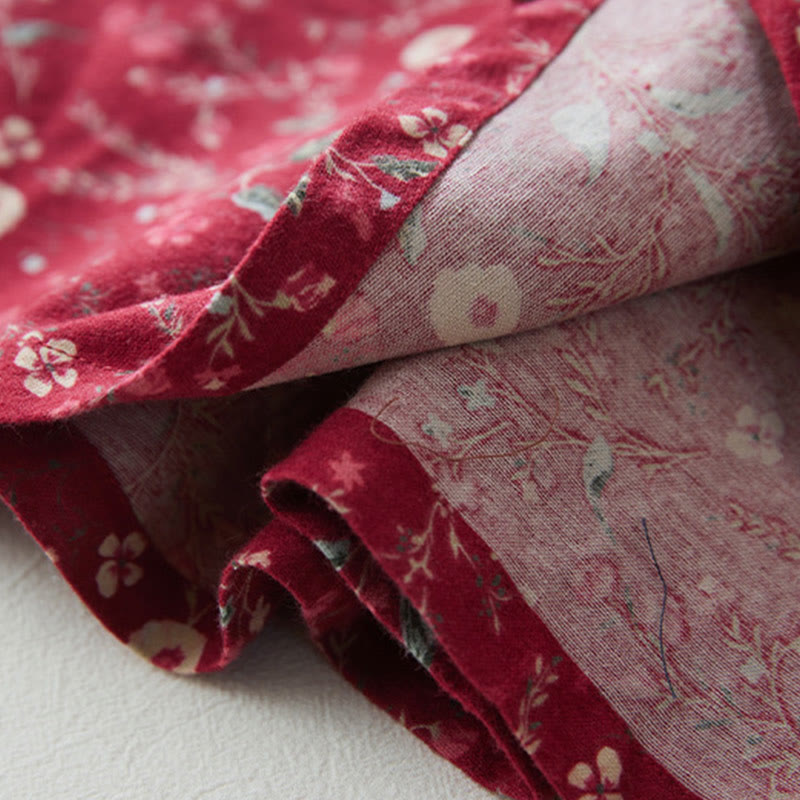 Vestido midi de lino y algodón con manga larga, estampado étnico, floral y con cordones, con Buddha Stones - image 15