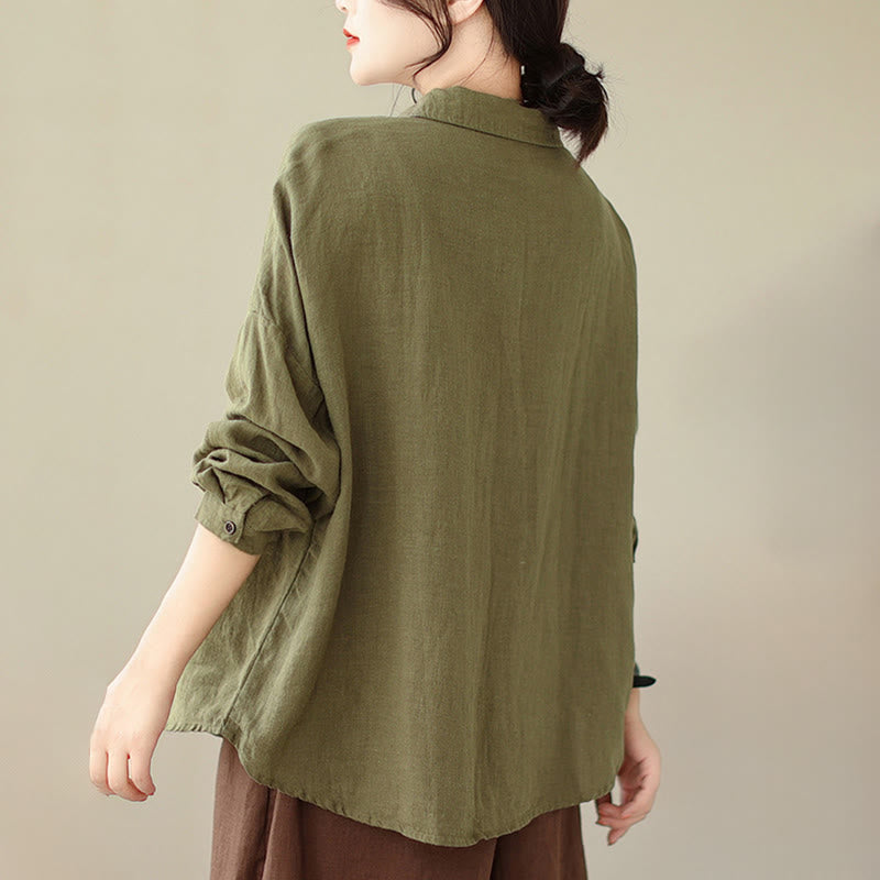 Camisa informal de lino y algodón de manga larga para mujer con estampado de Buddha Stones - image 20