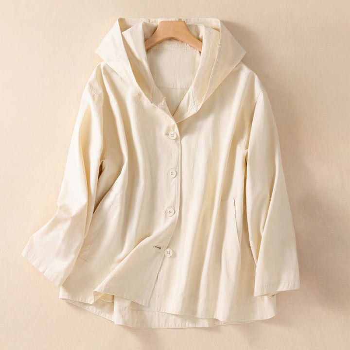 Chaqueta de algodón de manga larga con capucha y bolsillos para mujer, de color puro, con Buddha Stones - Encaje antiguo - US14，UK/AU18，EU46 (2XL) - image 6