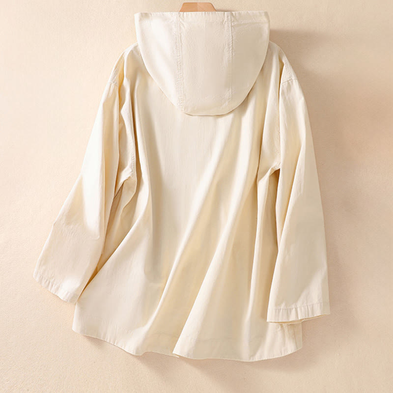 Chaqueta de algodón de manga larga con capucha y bolsillos para mujer, de color puro, con Buddha Stones - image 8