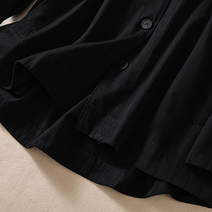 Chaqueta de algodón de manga larga con capucha y bolsillos para mujer, de color puro, con Buddha Stones - image 11