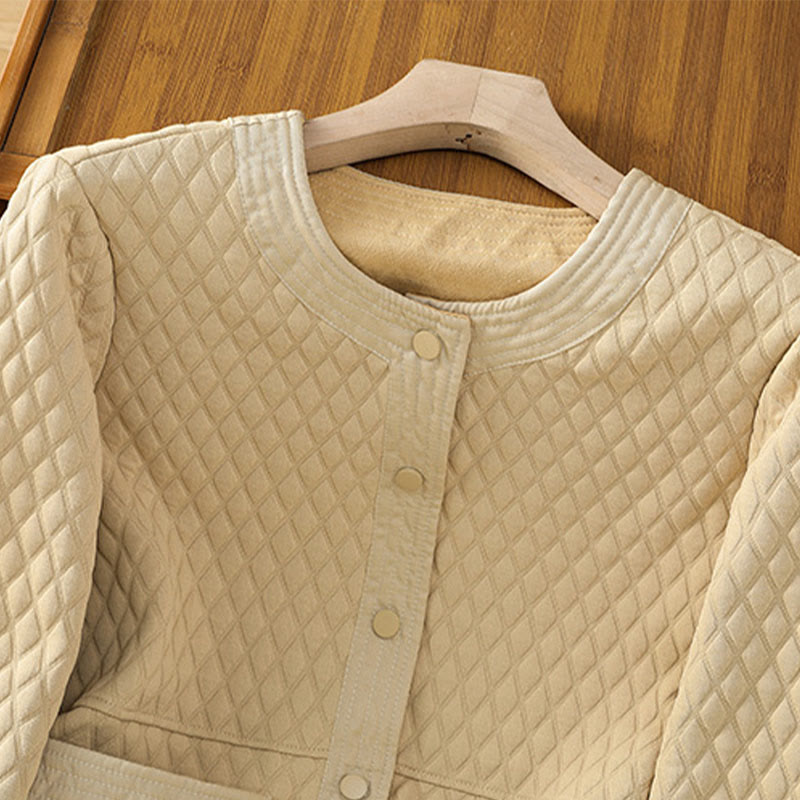 Chaqueta retro lisa de algodón de manga larga con bolsillos para mujer de Buddha Stones - image 4