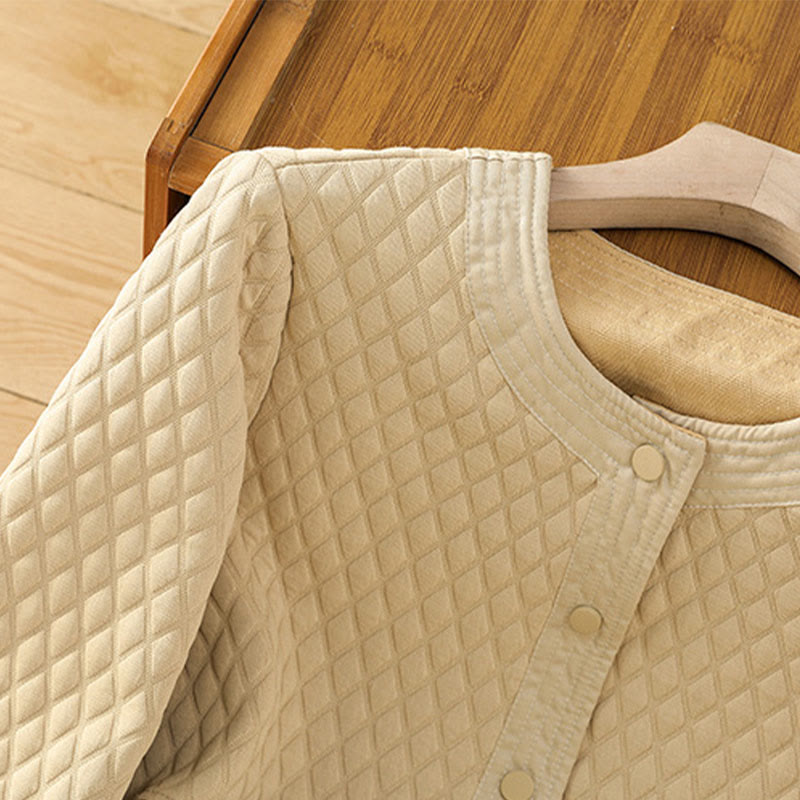 Chaqueta retro lisa de algodón de manga larga con bolsillos para mujer de Buddha Stones - image 3