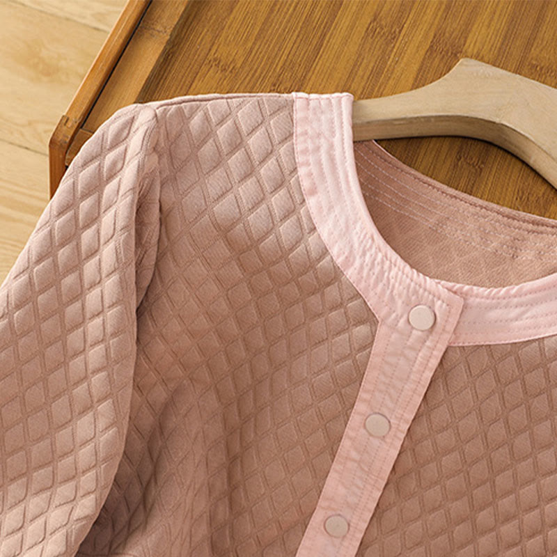 Chaqueta retro lisa de algodón de manga larga con bolsillos para mujer de Buddha Stones - image 13