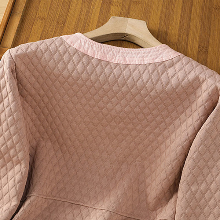 Chaqueta retro lisa de algodón de manga larga con bolsillos para mujer de Buddha Stones - image 10
