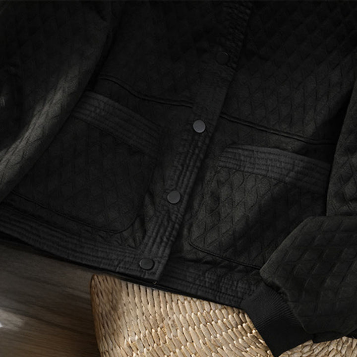 Chaqueta retro lisa de algodón de manga larga con bolsillos para mujer de Buddha Stones - image 18