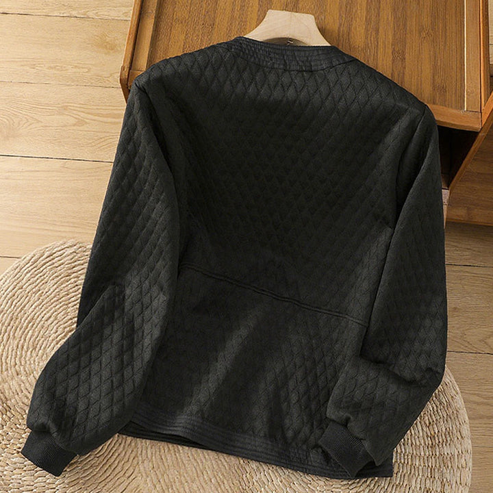 Chaqueta retro lisa de algodón de manga larga con bolsillos para mujer de Buddha Stones - image 16