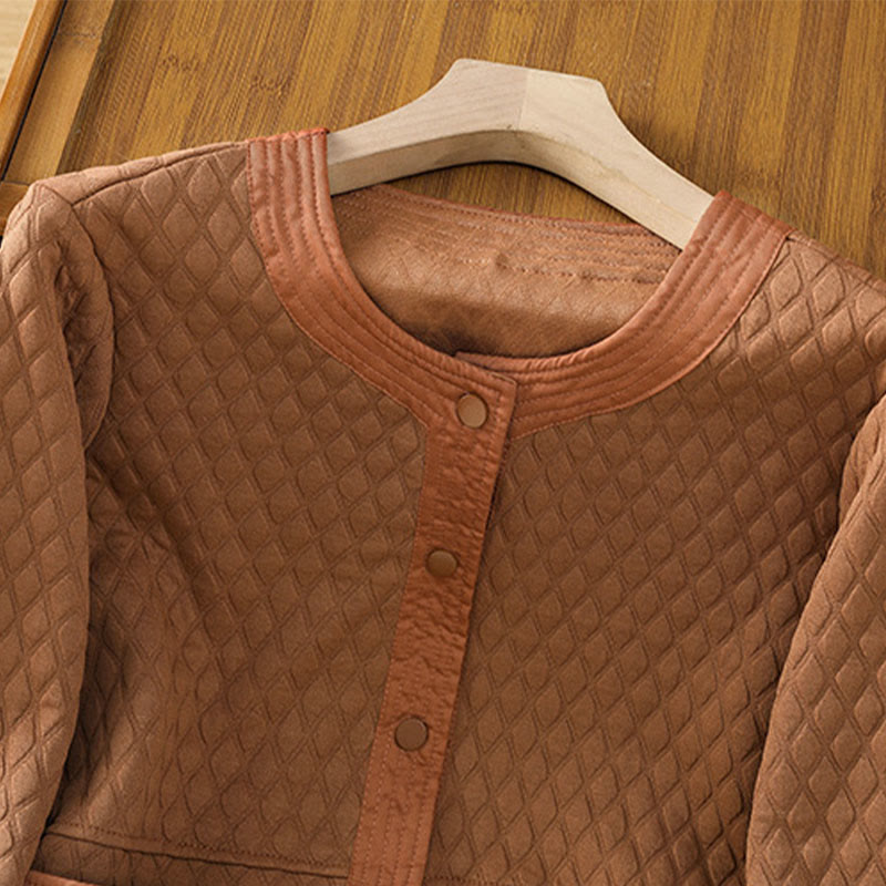 Chaqueta retro lisa de algodón de manga larga con bolsillos para mujer de Buddha Stones - image 26