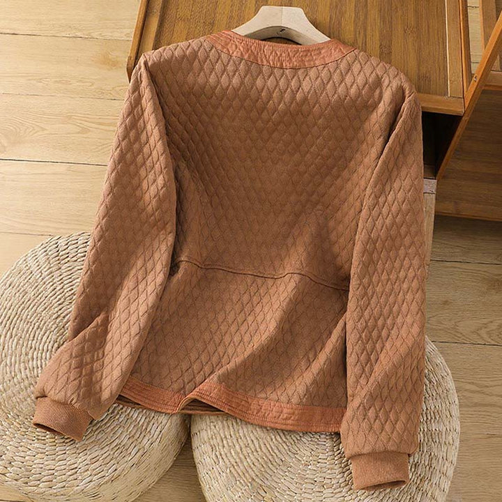 Chaqueta retro lisa de algodón de manga larga con bolsillos para mujer de Buddha Stones - image 23