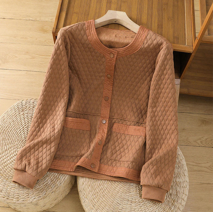 Chaqueta retro lisa de algodón de manga larga con bolsillos para mujer de Buddha Stones - Chocolate - US12, UK/AU16, EU44 (3XL) - image 22