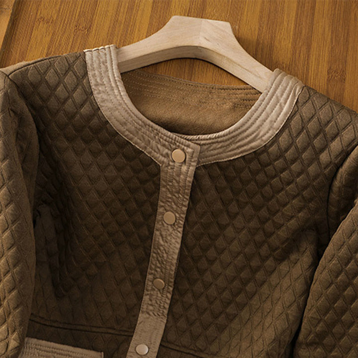 Chaqueta retro lisa de algodón de manga larga con bolsillos para mujer de Buddha Stones - image 31