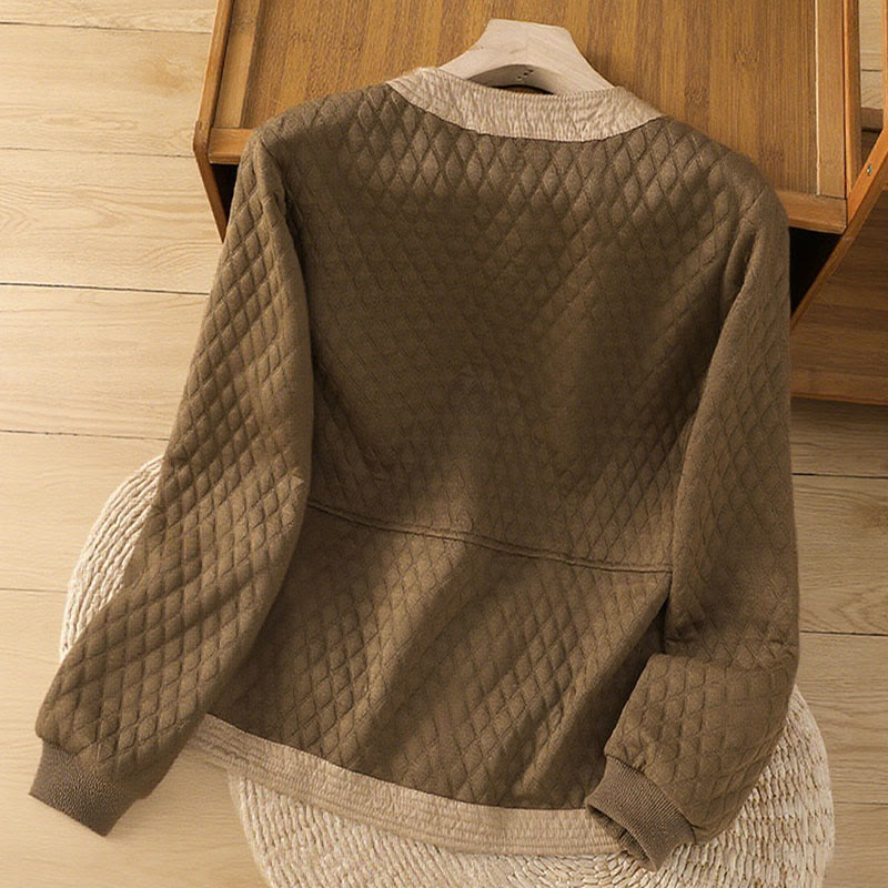 Chaqueta retro lisa de algodón de manga larga con bolsillos para mujer de Buddha Stones - image 30