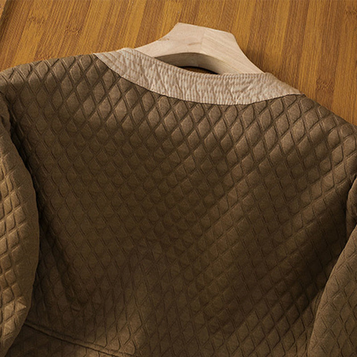 Chaqueta retro lisa de algodón de manga larga con bolsillos para mujer de Buddha Stones - image 33