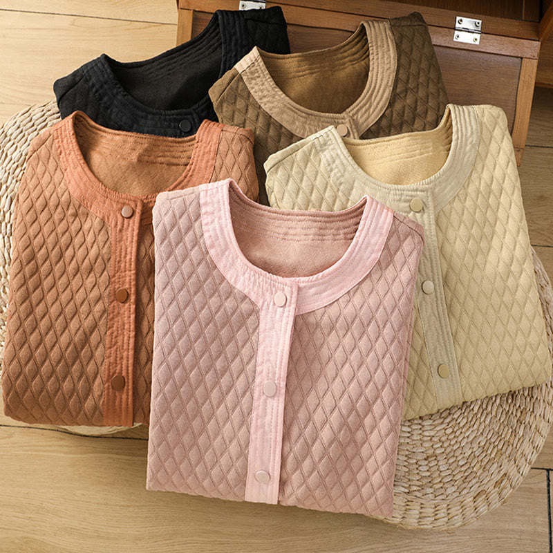 Chaqueta retro lisa de algodón de manga larga con bolsillos para mujer de Buddha Stones - image 38