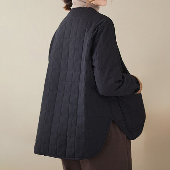 Chaqueta de algodón grueso de manga larga con bolsillos para mujer, estilo retro, con Buddha Stones - image 2