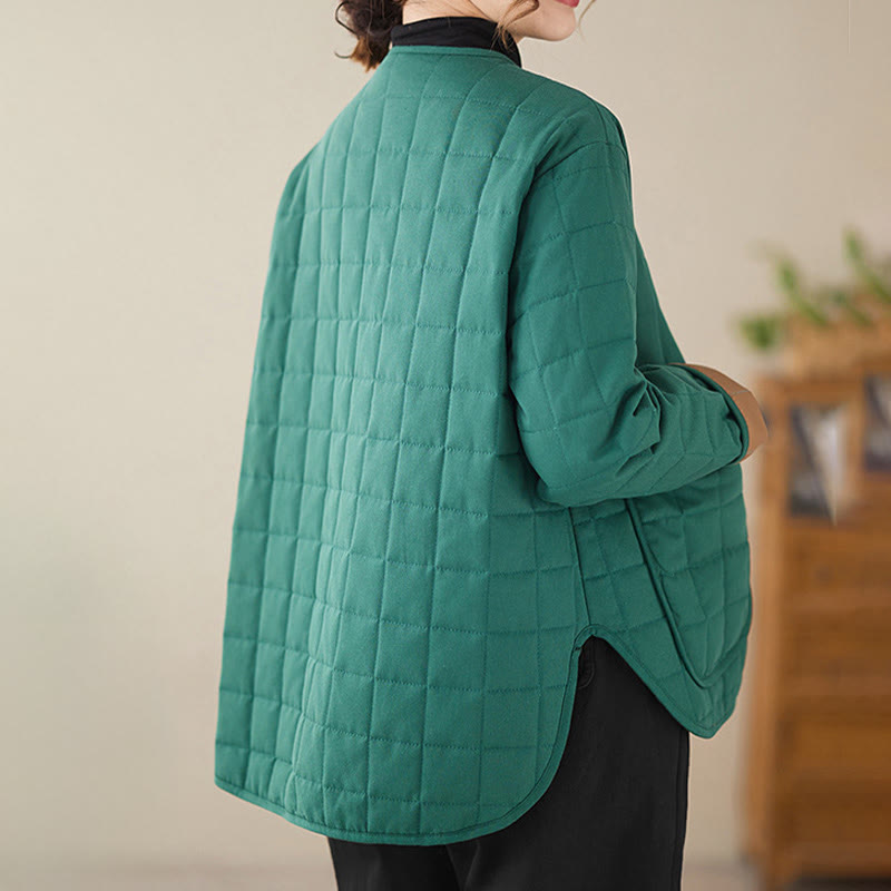 Chaqueta de algodón grueso de manga larga con bolsillos para mujer, estilo retro, con Buddha Stones - image 17