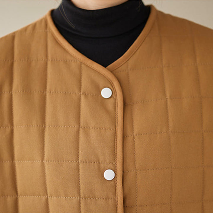 Chaqueta de algodón grueso de manga larga con bolsillos para mujer, estilo retro, con Buddha Stones - image 29
