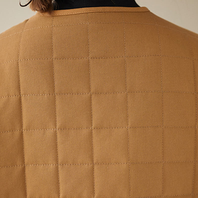 Chaqueta de algodón grueso de manga larga con bolsillos para mujer, estilo retro, con Buddha Stones - image 32