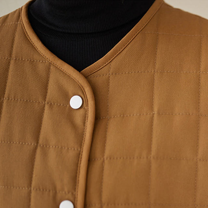 Chaqueta de algodón grueso de manga larga con bolsillos para mujer, estilo retro, con Buddha Stones - image 34