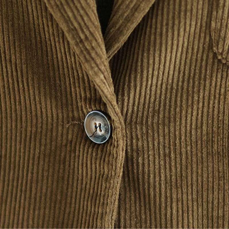 Chaqueta de pana de algodón de manga larga para mujer, estilo retro, con bolsillos y Buddha Stones - image 8