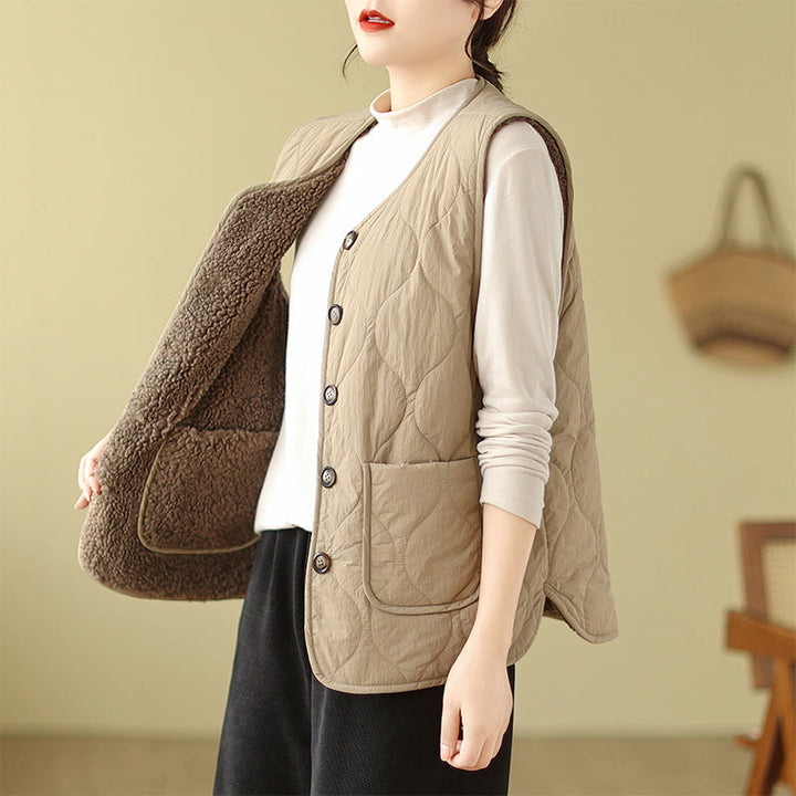 Chaleco sin mangas de fibra de viscosa para mujer, estilo Buddha Stones, de doble cara, con bolsillos - image 5