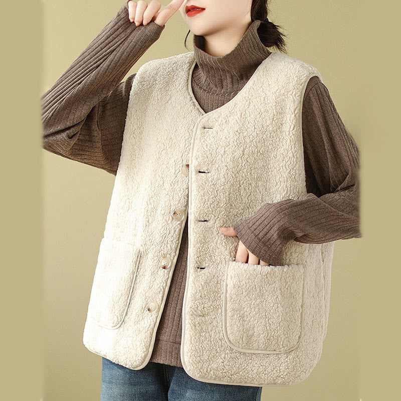 Chaleco sin mangas de fibra de viscosa para mujer, estilo Buddha Stones, de doble cara, con bolsillos - image 12