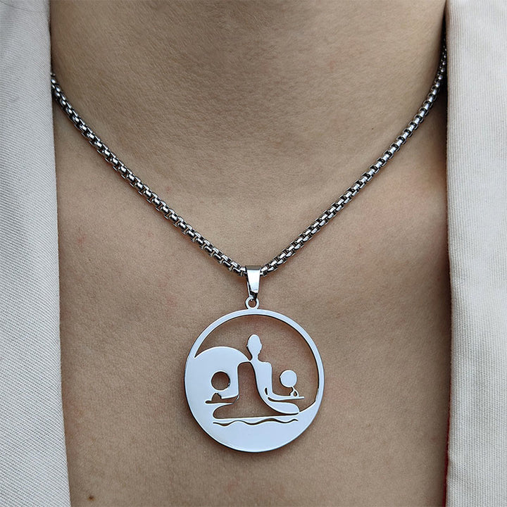 Collar con colgante de equilibrio de acero inoxidable con diseño hueco de Buddha Stones Yin Yang y piedras de Buda - image 8