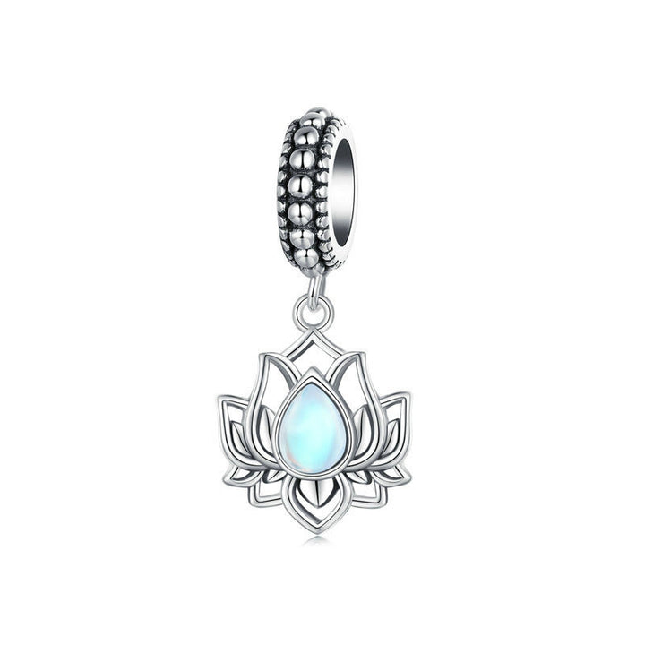 Collar con colgante de piedra lunar con diseño de loto en plata de ley 925 y Buddha Stones - image 4