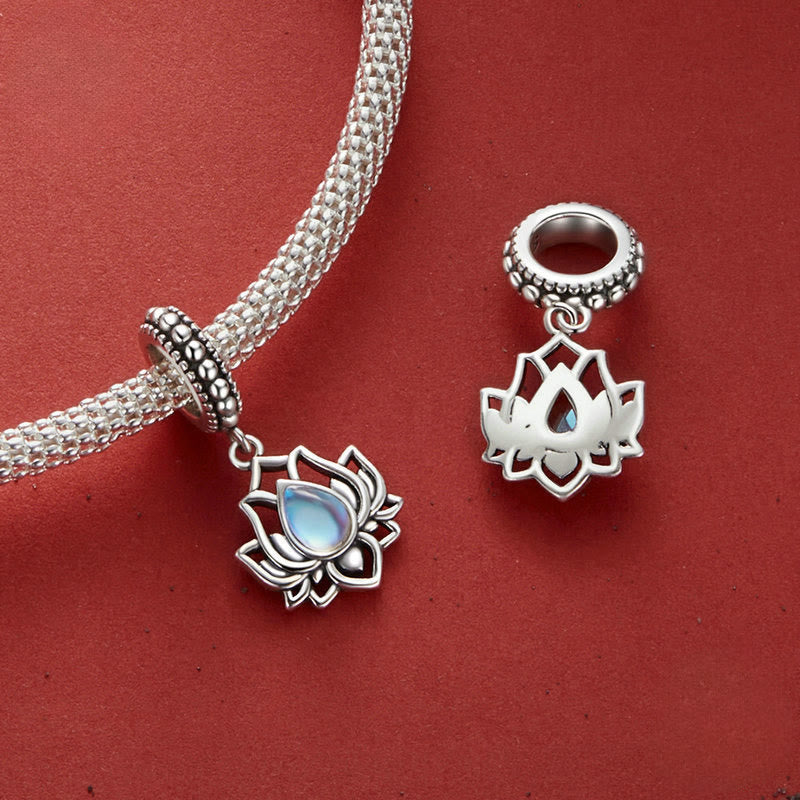 Collar con colgante de piedra lunar con diseño de loto en plata de ley 925 y Buddha Stones - image 2