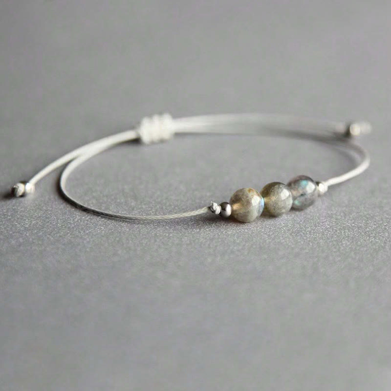 Pulsera curativa de cuerda con cuentas de labradorita natural de Buddha Stones - image 2