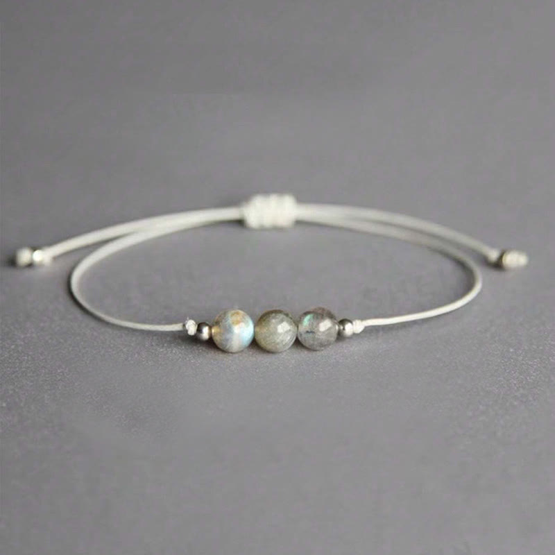 Pulsera curativa de cuerda con cuentas de labradorita natural de Buddha Stones - Labradorita (circunferencia de la muñeca: 15-21 cm) - image 1