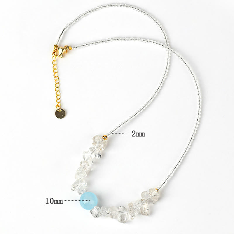 Buddha Stones Collar con colgante curativo de cuentas de aguamarina de cristal blanco irregular - image 8