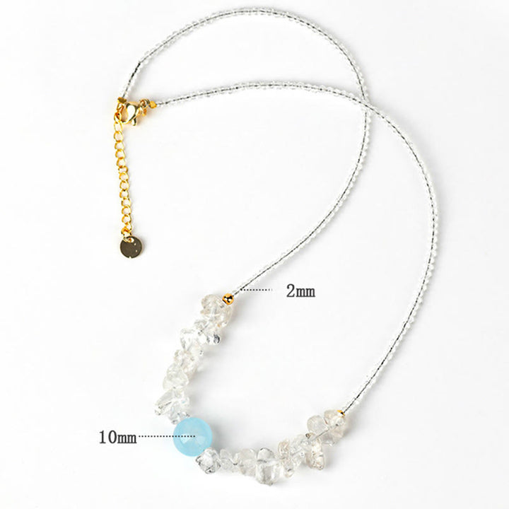 Buddha Stones Collar con colgante curativo de cuentas de aguamarina de cristal blanco irregular - image 8