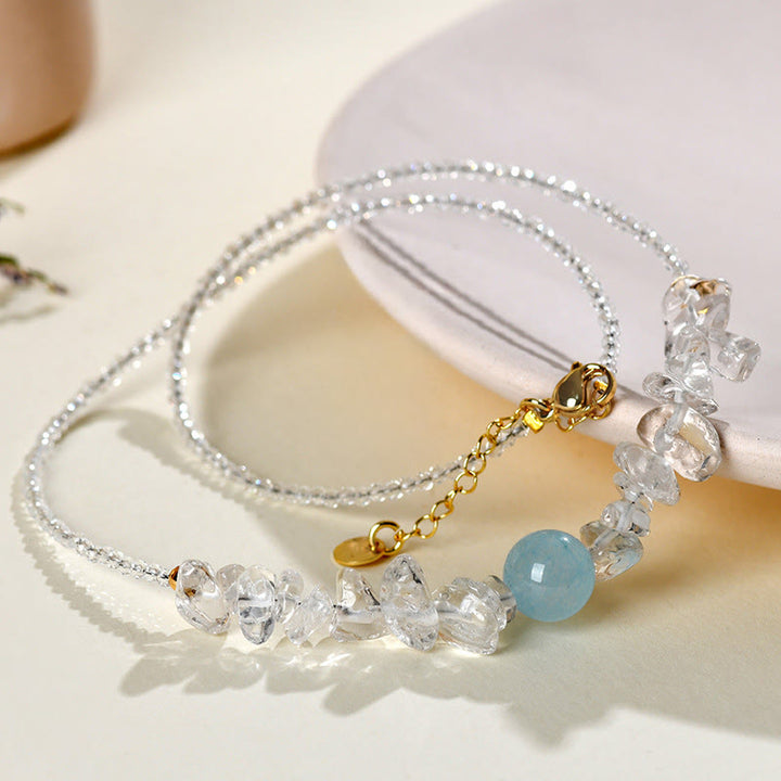 Buddha Stones Collar con colgante curativo de cuentas de aguamarina de cristal blanco irregular - image 9