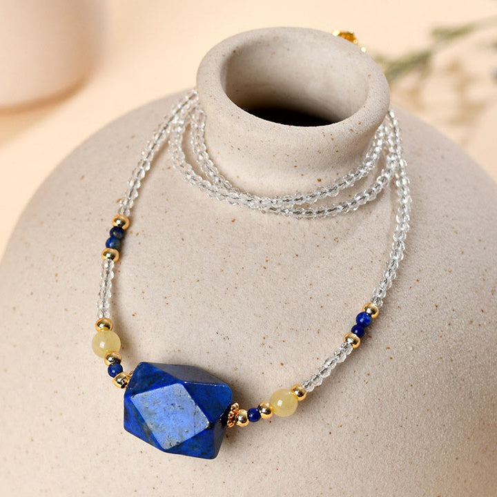 Collar con colgante de meditación curativa de lazurita de cristal blanco y Buddha Stones - Cristal blanco y lazurita - image 1