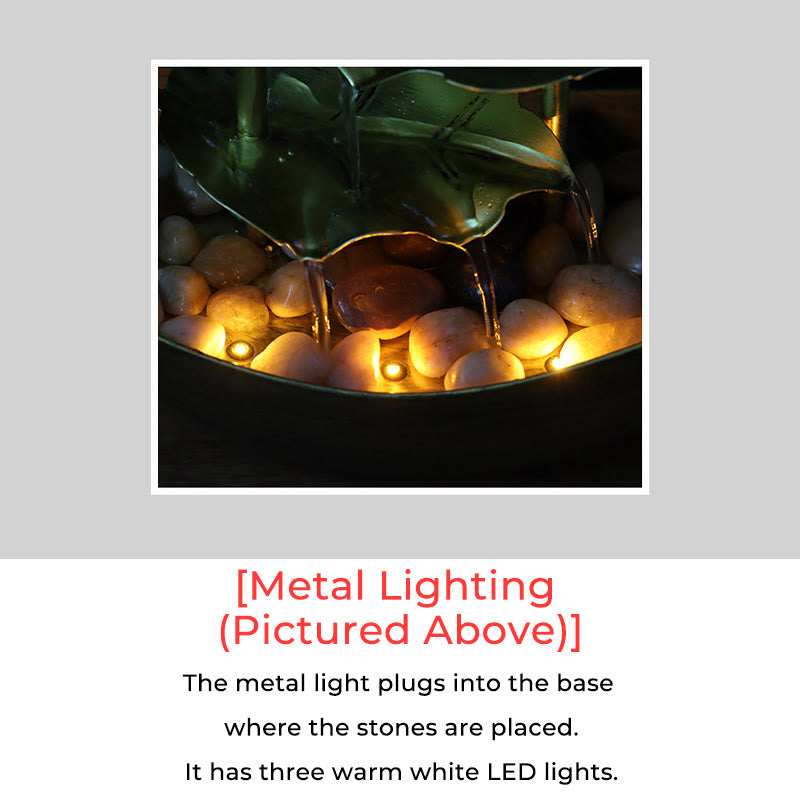 Fuente de cascada con forma de hoja de loto y Buddha Stones, adorno de mesa con luz LED, decoración para el hogar y la oficina. - image 25