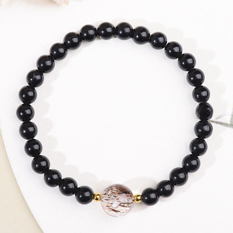 Pulsera de cuentas de coraje de obsidiana negra y ojo de tigre de Buddha Stones - image 8