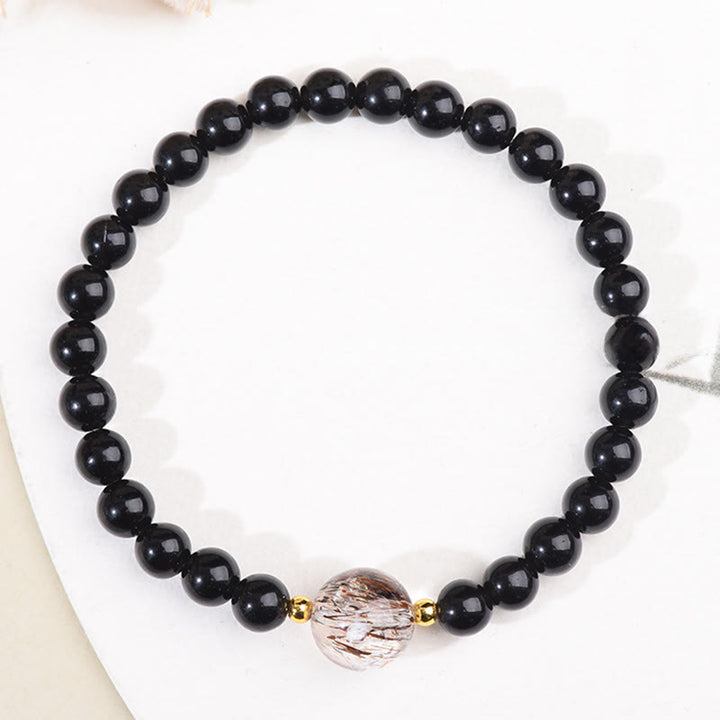 Pulsera de cuentas de coraje de obsidiana negra y ojo de tigre de Buddha Stones - image 8