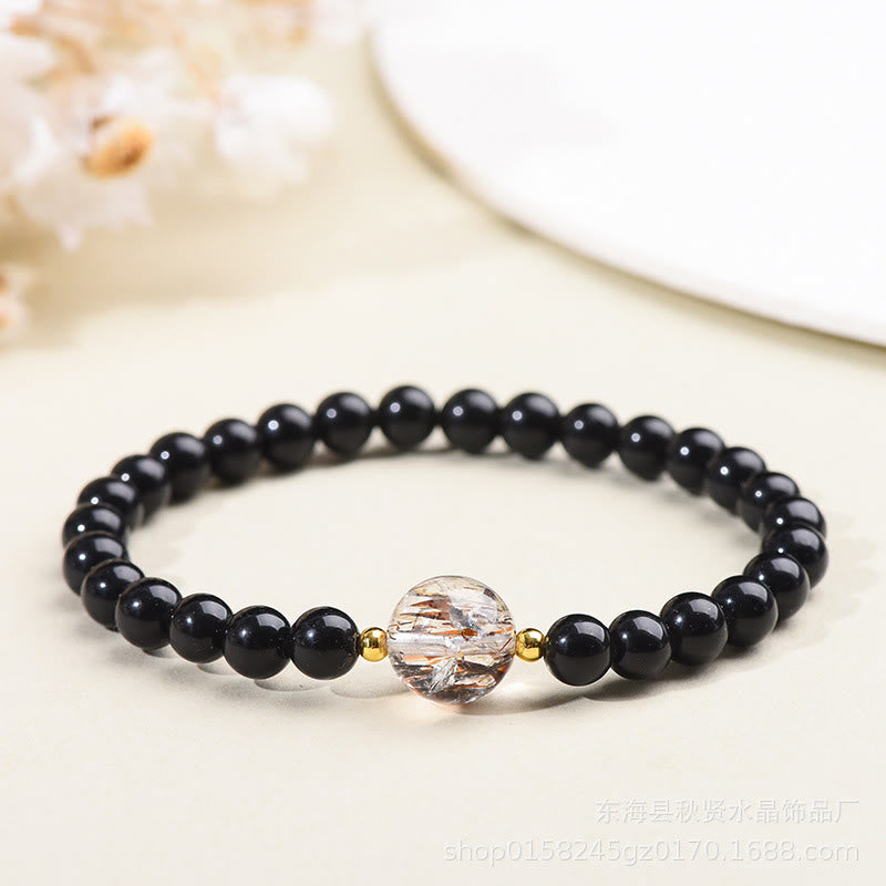 Pulsera de cuentas de coraje de obsidiana negra y ojo de tigre de Buddha Stones - Obsidiana negra de 6 mm - image 7