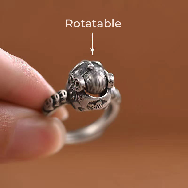 Anillo giratorio con moneda de cobre PiXiu de Feng Shui de la suerte con Buddha Stones - image 4