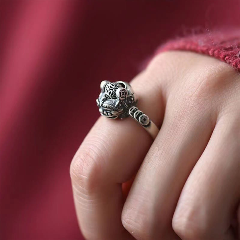 Anillo giratorio con moneda de cobre PiXiu de Feng Shui de la suerte con Buddha Stones - image 2