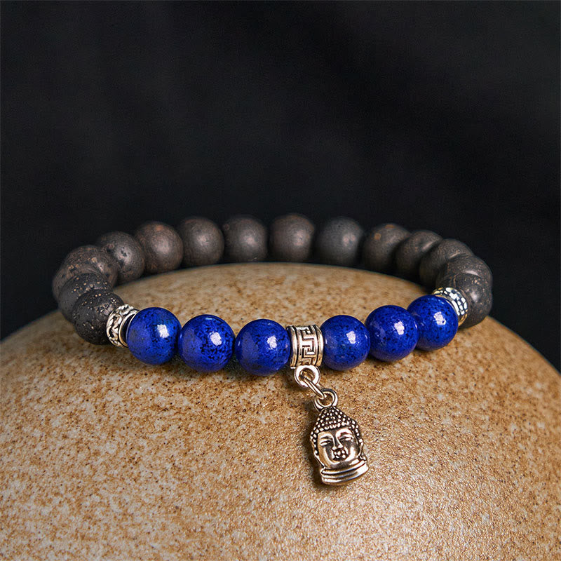 Pulsera curativa con cuentas de cristal de roca de lava negra y Buddha Stones con diseño animal - image 10