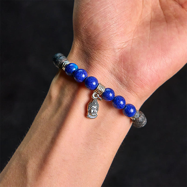 Pulsera curativa con cuentas de cristal de roca de lava negra y Buddha Stones con diseño animal - image 11