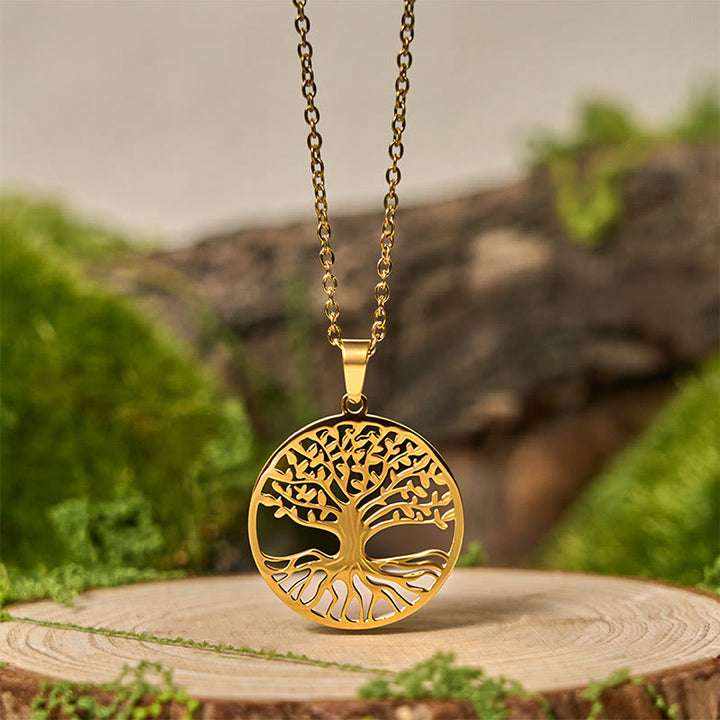 Colgante de acero de titanio con Buddha Stones y el Árbol de la Vida para la Iluminación - Dorado El árbol de la vida - image 1